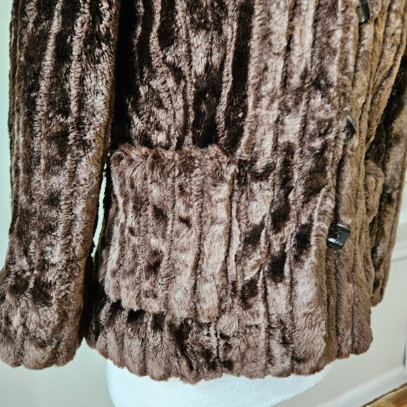 White Stag Brown Faux Fur Coat Jacket Size S - Picture 3 of 7